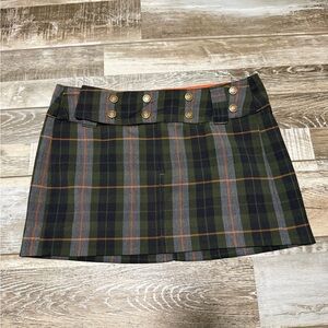 Wet Seal Tartan Mini Skirt - Green and Orange